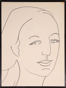 Mid 20th Century India Ink - Face