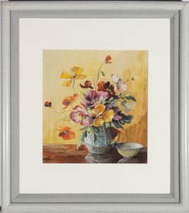 Eric  - Mid 20th Century Gouache, Poppies in Porcelain