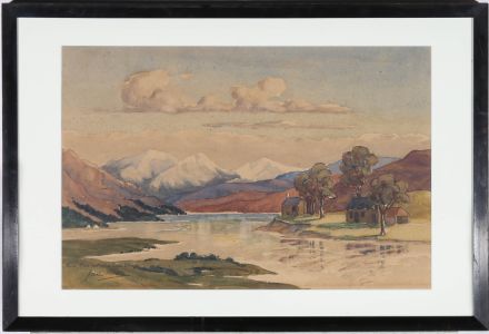 James Ritchie - 1956 Watercolour, River Awe Entering Loch Etive