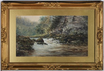 Framed Early 20th Century Watercolour - Riverside Landscape