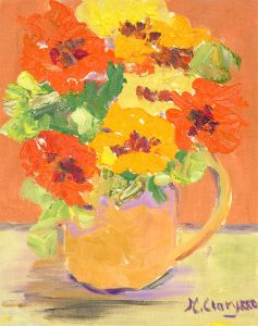 Maggy Clarysse (1931-2011) - 20th Century Oil, Flowers in an Orange Jug