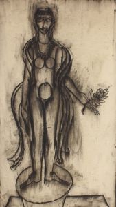 Mollie Paxton - 20th Century Charcoal Drawing, Sacred Woman