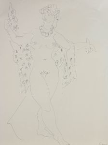 Brian Midlane - 20th Century Pen and Ink Drawing, Dancing Nude