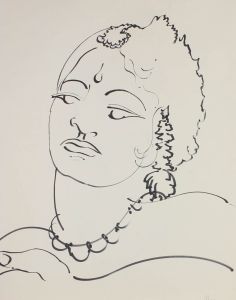 Brian Midlane - 20th Century Pen and Ink Drawing, Goddess Head