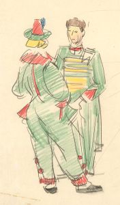 Pair of Mid 20th Century Coloured Pencil Drawings - Circus Performers