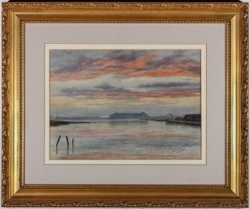 G. E. Glennie - Framed 1915 Watercolour, Sunset over the Harbour