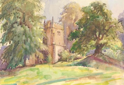 20th Century Watercolour - Church in the Trees