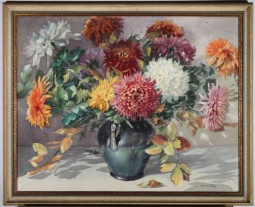 Jack Carter - 1953 Watercolour, Summer Chrysanthemums