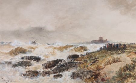 Thomas Bush Hardy RBA (1842-1897) - Watercolour, A Wreck Off Bamburgh