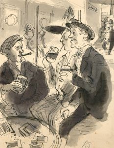 Mid 20th Century Pen and Ink Drawing - After Work Pint