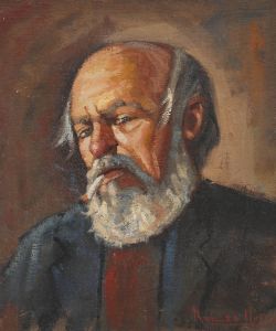 Mid 20th Century Oil - The Bearded Smoker