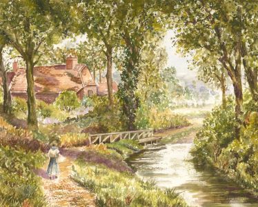 P. Waterhouse - Signed Early 20th Century Watercolour, Along the River Path