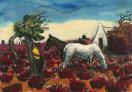 Mass - Signed and dated 1974 Gouache, Camargue