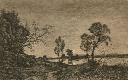Felix Oudart - Mid 19th Century Etching, The Lake Path