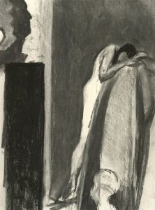 Joyce Moore - 20th Century Charcoal Drawing, The Sculpture Studio
