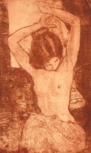 Ronald Olley (b.1923) - Mid 20th Century Etching, Nude In Sepia