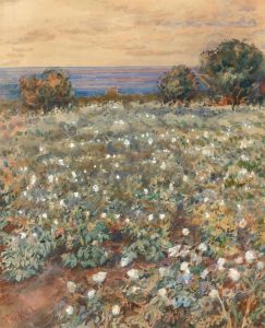 F. D. Kinh - 1941 Watercolour, Rhododendron by the Sea