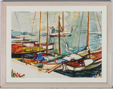 Framed 20th Century Watercolour - Boats in Colour