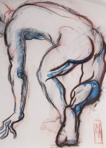 Mircea Marosin (1921-2007) - 20th Century Mixed Media, Crouching Nude