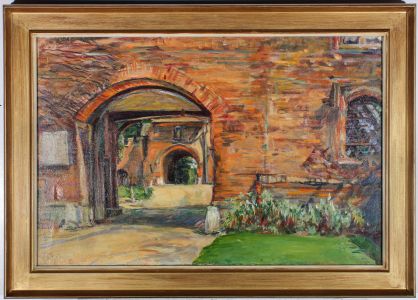 Nancy Weir Huntly - Framed Mid 20th Century Oil, Stable Courtyard View
