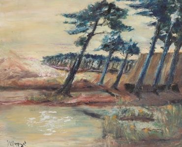 French School Mid 20th Century Oil - Landscape with Scots Pine