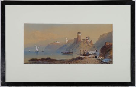 Thomas C. L. Rowbotham (1823-1875) - 1865 Watercolour, Italian Coastal Fort