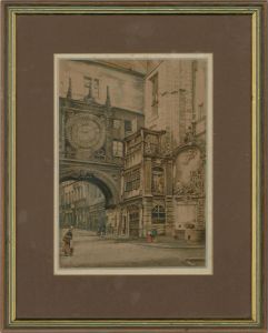 N. Oran - Framed 19th Century Watercolour, The Gros-Horloge