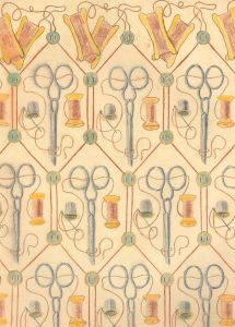 F. Lagabrielle - 1920 Coloured Pencil, Wallpaper Design For A Sewing Room