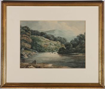 Framed Early 19th Century Watercolour - Lakeside View