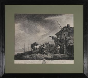 P.re Fillxut After Wouvermens - Framed 18th Century Engraving, Les Voituriers
