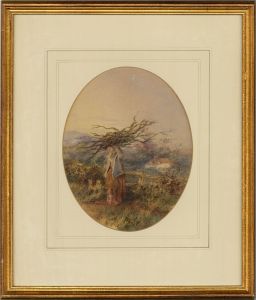 Framed Early 19th Century Watercolour - The Faggot Gatherer