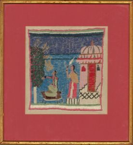 Natalia Bowden - Framed 20th Century Embroidery, The Pink Temple