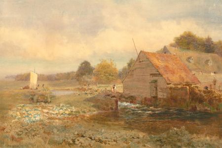 Harry Hine (1845-1941) - 1976 Watercolour, Morning on the Farmstead