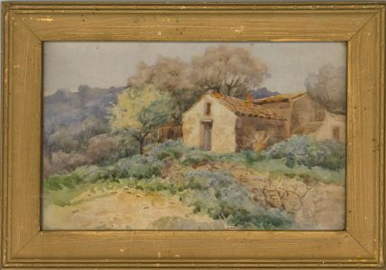 Framed Early 20th Century Watercolour - Farm Dwelling in a Landscape