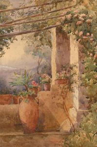 Early 20th Century Watercolour - Botanical Terrace