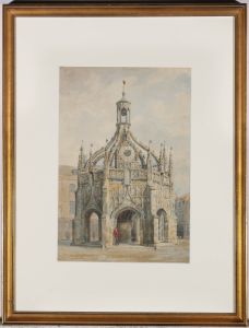 English School 1885 Watercolour - Chichester Cross