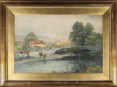 William Joseph Wadham (1863–1950) - Early 20thC Watercolour, Cows By The River