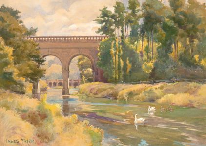 Henry Charles Innes Fripp (1867-1963) - Watercolour, The Railway Bridge