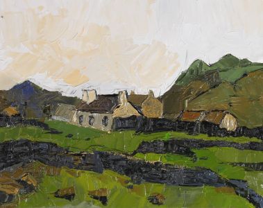 Daniel Nichols After Kyffin Williams - Contemporary Oil, Cottage in a Landscape