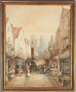 Frederick William Booty (1840-1924) - Framed Oil, Morning Trade in Rouen