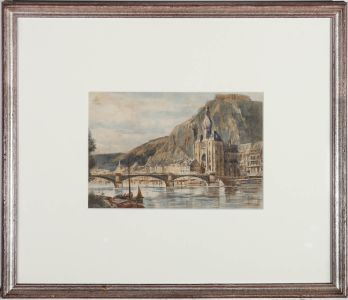 Framed Mid 19th Century Watercolour - The City of Dinant