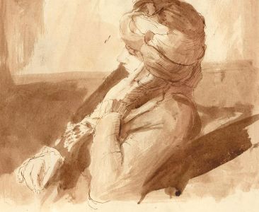 c.1920 Watercolour - A Sunday Afternoon Nap
