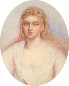 Monogrammed Early 20th Century Watercolour - Portrait of a Young Girl