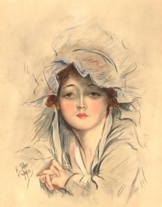 E. Pettit - Signed and Dated 1918 Watercolour, Portrait of a Young Girl