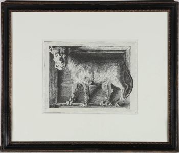 Harry George Webb (1882 - 1914) - 1893 Pen and Ink Drawing, Lioness Gargoyle