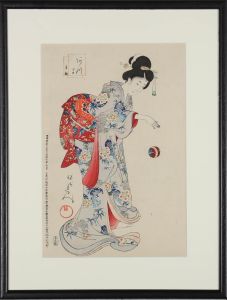 Toyohara Chikanobu (1838-1912) - 1879 Japanese Woodblock, A Game Of Catch