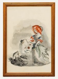 Early 20th Century Graphite Drawing - Poppy's Garden