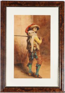 Reginald Harry Austin (1890-1955) - Framed Watercolour, Colourful Cavalier