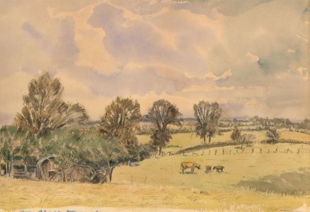 1962 Watercolour - Farmland in Sussex