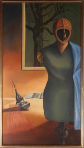 John Voss - 20th Century Surrealist Oil, Homage to De Chirico